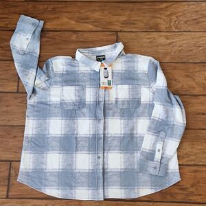 32 Degree Heat women's XXL gray and white plaid collared shirt New with tag